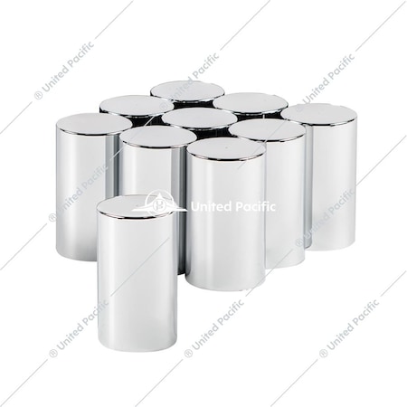 United Pacific 33Mm X 3-1/2 Chrome Plastic Cylinder Nut Covers - Thread-On 10PK 10013